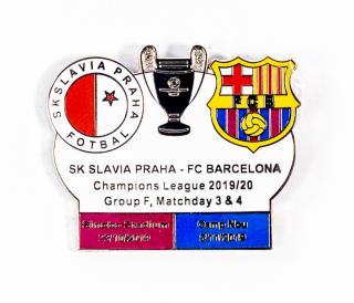 Odznak - UEFA Champions league, Group F 2019/20, Slavia v. Barcelona WHI/PUR/BLU