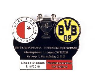 Odznak - UEFA Champions league, Group F 2019/20, Slavia v. Dortmund  BLK/WHI/RED