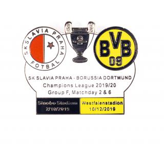 Odznak - UEFA Champions league, Group F 2019/20, Slavia v. Dortmund  WHI/BLK/YEL