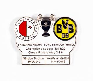 Odznak - UEFA Champions league, Group F 2019/20, Slavia v. Dortmund  WHI/WHI/WHI