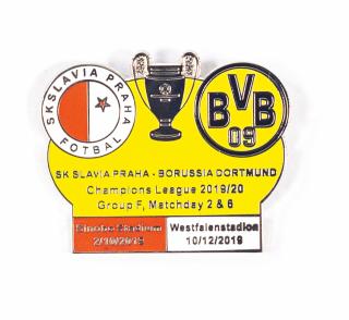 Odznak - UEFA Champions league, Group F 2019/20, Slavia v. Dortmund  YEL/RED/BLK