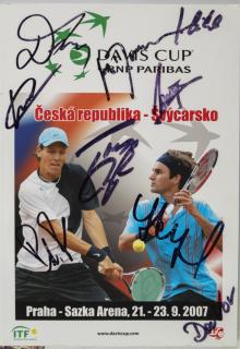 Official Program Davis Cup, CZ v. Švýcarsko, autogramy hráčů, 2007