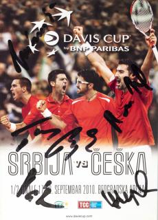 Official Program Davis Cup, Serbia v. Češka, autogramy hráčů, 2010
