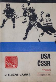 Official Programm MS hokej, Praha, ČSSR v.USA, 1978