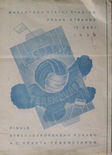 Pamětní list Finále středoevropského poháru, Sparta v. Ferencvaros 15.IX.1935