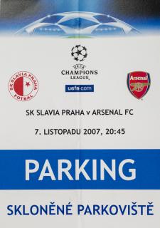Parkovací karta UEFA 2006, SK Slavia vs. Arsenal FC, 2007