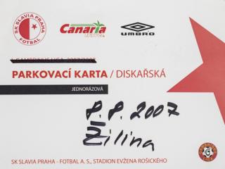 Parkovací karta UEFA 2006, SK Slavia vs. MŠK Žilina 2007