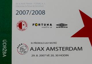 Parkovací karta UEFA CHL , SK Slavia vs. Ajax Amsterdam, 2007