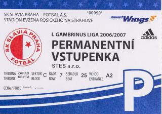 Permanentní vstupenka SK Slavia Praha, 2006/2007