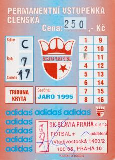 Permanentní vstupenka SK Slavia Praha, Jaro 1995