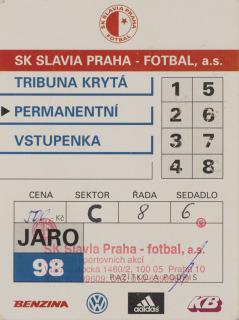 Permanentní vstupenka SK Slavia Praha, Jaro 1998