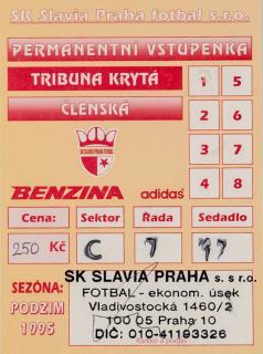 Permanentní vstupenka SK Slavia Praha, Podzim 1995