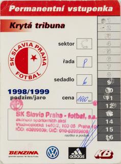 Permanentní vstupenka SK Slavia Praha, Podzim/Jaro 1998/99