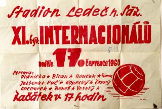 Plakát  utkáni Internacionálů, Plánička, Bican, 1960