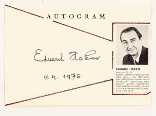 Podpisová karta - autogram, Eduard Haken, 1976
