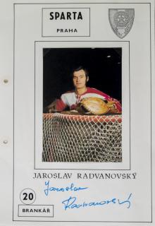 Podpisová karta s fotografií, HC Sparta Praha, Jaroslav Radvanovský