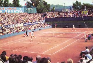 Pohlednice  Centrální tenisový dvorec, ČSSR v. NSR, Kodeš - Meiler, DC 1973