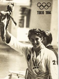 Pohlednice  - foto  Tokio 1964, 100 m kraul, Dawn Fraser