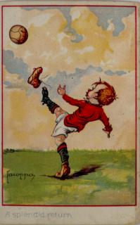 Pohlednice humor - fotbal - A splendid return, 1939