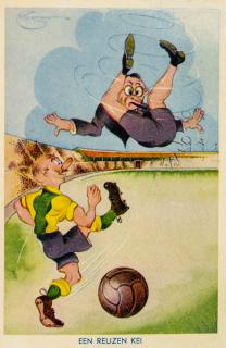 Pohlednice humor - Fotbal, Een Reuzen Kei, 1920