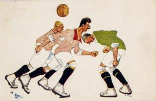 Pohlednice humor - Hlavou proti hráči, 1926