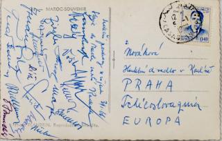 Pohlednice , Pozdrav  Slavie z Maroka, autogramy, 1966