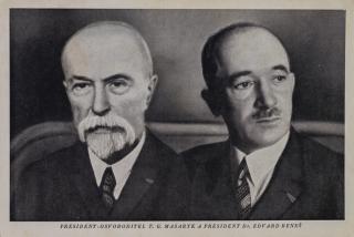 Pohlednice - president osvoboditel TG Masaryka a president E. Beneš
