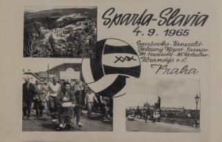 Pohlednice SPARTA - SLAVIA Smržovka Praha 4.9.1965 V, autogramy
