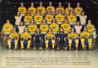 Pohlednice velká, hokejový tým Sverige, autogramy