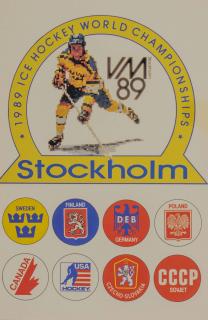 Pohlednice  - WM, Ice hockey teams, Stockholm, 1989