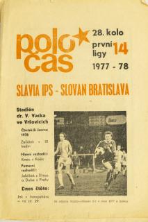 Poločas, Slavia Praha IPS   vs. Slovan Bratislava 1977-78