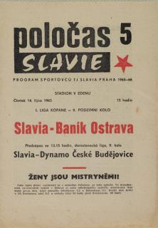 POLOČAS SLAVIA Praha vs. Baník Ostrava 1965