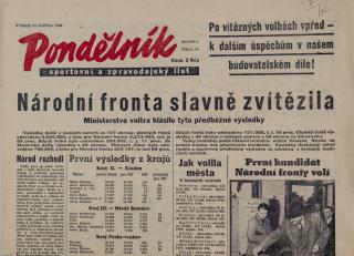 Pondělník, sportovní a zpravodajský list č. 14, 1948