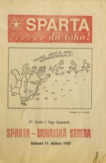 Porgram fotbal, Sparta vs. Dunajská Streda 1986 87