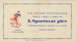 Pozvánka na 1. Sportovní ples, SK Čechie ve Štíhlicích, 1935