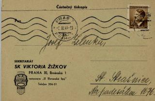 Pozvánka na schůzi, SK Viktoria Žižkov, 1943 1