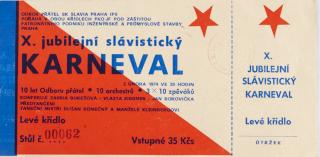Pozvánka OP Slavia X. slávistický karneval, 1974