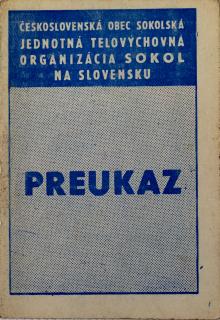 Preukaz JTO Sokol na Slovensku, 1950