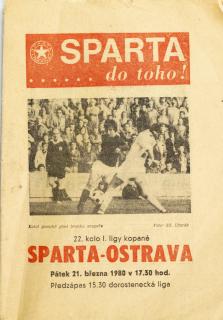 Program  AC Sparta Praha vs. Baník Ostrava, 1980
