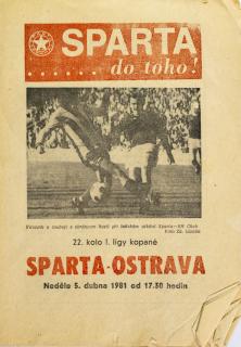 Program  AC Sparta Praha vs. Baník Ostrava, 1981