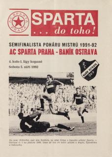 Program  AC Sparta Praha vs. Baník Ostrava, 1992