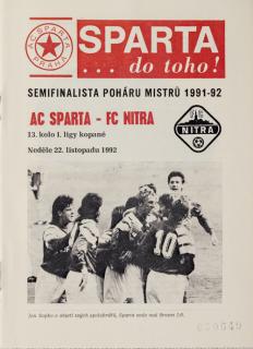 Program  AC Sparta Praha vs. FC Nitra, 1992