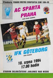 Program  AC Sparta Praha vs. IFK Goteborg, 1994