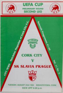 Program  Cork City v SK Slavia Prague, 1994