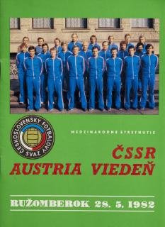 Program  ČSSR vs. Austria Vídeň, 1982