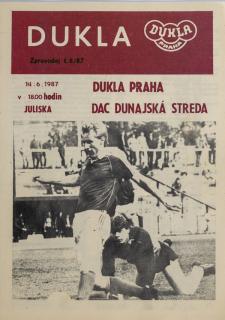 Program Dukla Praha v.DAC Dunajská streda, 1987