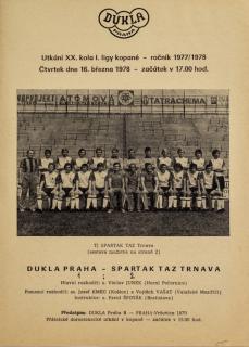 Program Dukla Praha v. Spartak TAZ Trnava, 1978