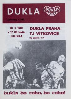 Program Dukla Praha v.TJ Vítkovice, 1987