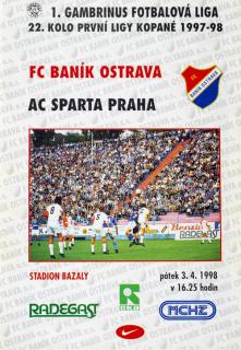 Program  FC Banik Ostrava vs. AC SPARTA PRAHA, 1998