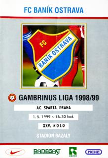 Program  FC Banik Ostrava vs. AC SPARTA PRAHA , 1999